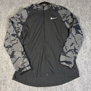 Nike Women's Running Flash Reflective Jacket Black Size Small Back Vented Hooded